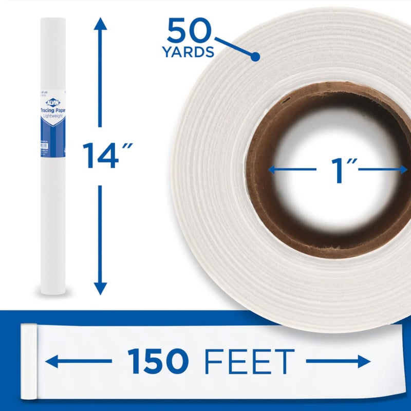 ALVIN 55W-H Lightweight Tracing Paper Roll, White, Suitable with Ink, Charcoal, Felt Tip Pen, for Sketching or Detailing - 14 Inches, 50 Yards, 1-inch Core - Image 2